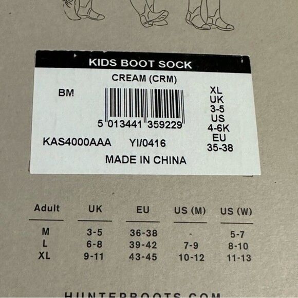 HUNTER Boots Kids Boot Socks size XL Cream with red and black logo fleece - Picture 5 of 8